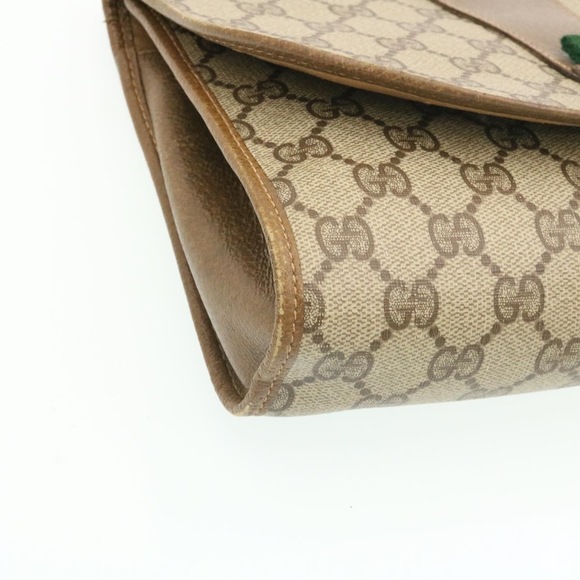 GUCCI Web Sherry Line GG Canvas Clutch Bag Beige Red Green Auth yk2761 - Picture 13 of 16
